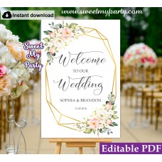 Geometric welcome sign template, Floral welcome sign template, (128)